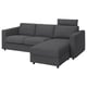 VIMLE grey sectional sofa, modern design with removable cushions and storage.