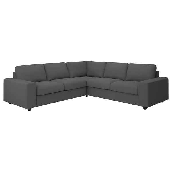 Grey VIMLE sectional sofa, modern design, three-part corner shape, soft cushions, durable upholstery.