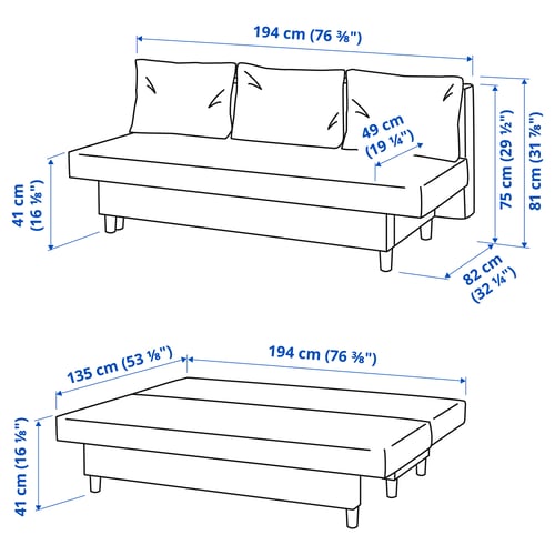 Illustration with measurements for the product: ÄLVDALEN.