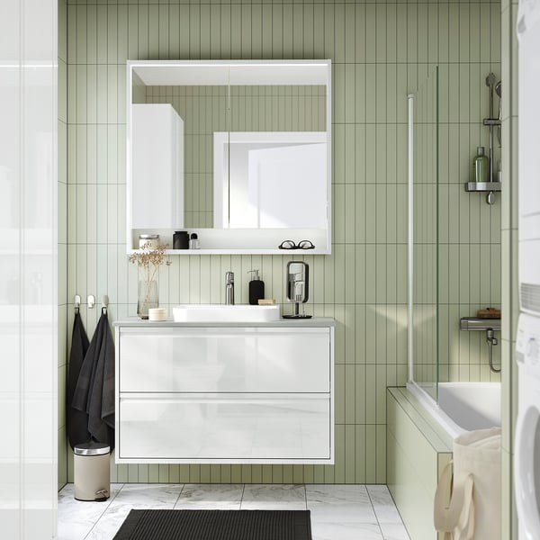 ÄNGSJÖN / BACKSJÖN Bathroom vanity w/ drawers and sink