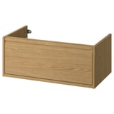 Wooden bathroom cabinet ÄNGSJÖN in light oak, minimalist with drawer.