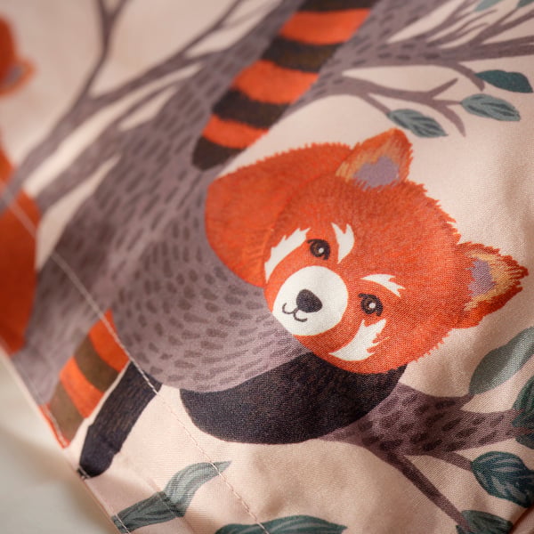 ALPTALL Duvet cover and pillowcase(s), pink/red panda pattern, 150x200/50x80 cm