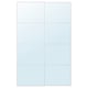 A set of white AULI sliding mirror panels. They have a modern design with four glass panels and aluminium frames, creating a sense of space.
