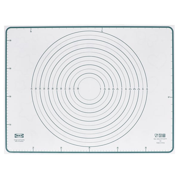 Ikea BAKTRADITION baking mat, white with green border; silicone.