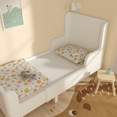 BARNDRÖM Fitted sheet for extendable bed, white, 80x165 cm