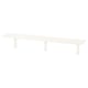 White BERGSHULT wall shelf, bevelled & smooth edges, particleboard, for bedroom or living room.