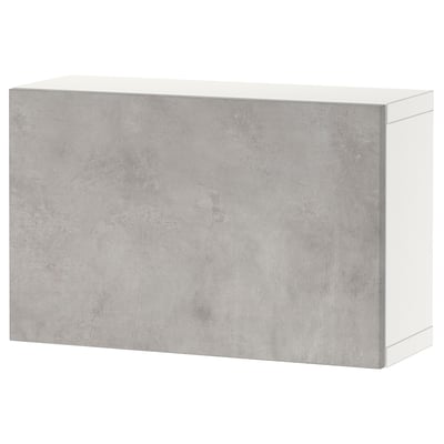 BESTÅ shelf, grey, rectangular, modern design, concrete effect, wall-mounted.
