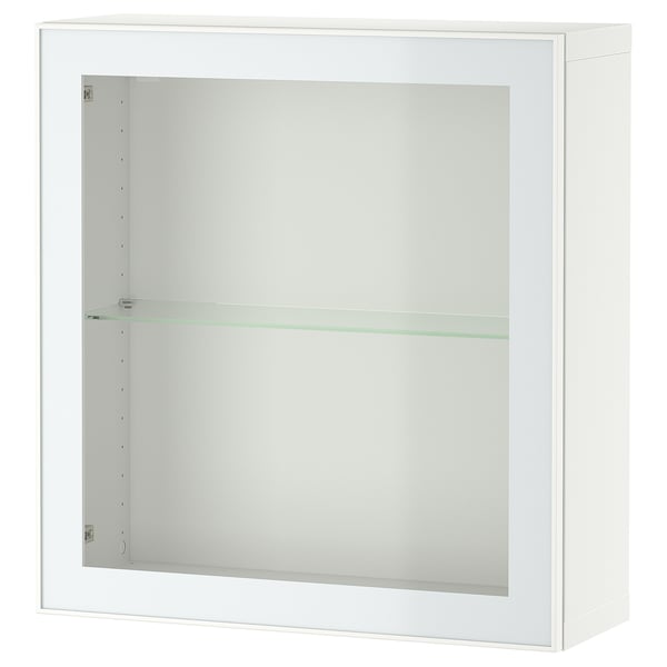 White BESTÅ wall cabinet with glass door, rectangular design.