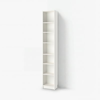 BILLY white bookcase, modern minimalist design, adjustable shelves for flexible storage.