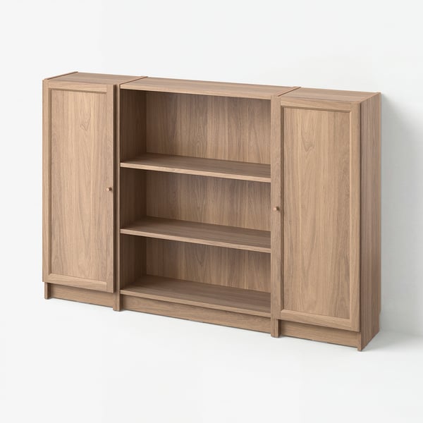 BILLY bookcase, light brown, adjustable shelves, open/closed storage.