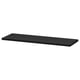 Black ikea BILLY shelf, rectangular, made of particleboard, paper foil, and plastic edging.