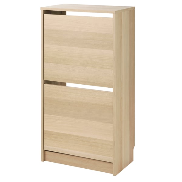 BISSA shoe cabinet, light beige, wooden, rectangular, with 2 sliding drawers.