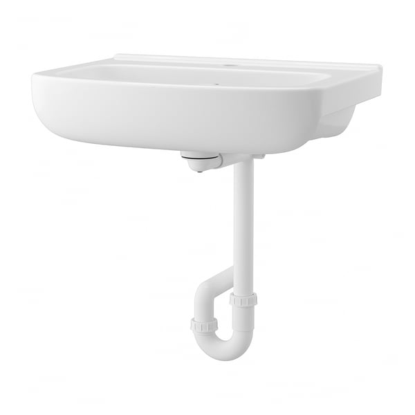 BJÖRKÅN Sink with water trap, white, 54x40 cm
