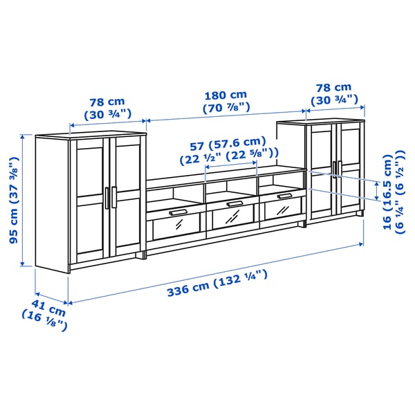 Illustration with measurements for the product: BRIMNES.