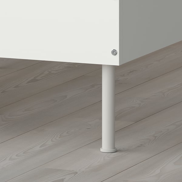 Close-up of sturdy bed leg, securely fastened. Modern design, high-quality materials.