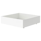 BRUKSVARA white under-bed storage box, rectangular, minimalist design with castors for easy access.