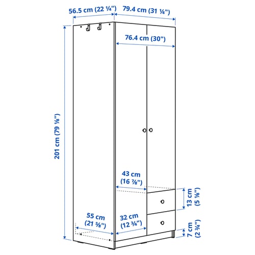 Illustration with measurements for the product: BRUKSVARA.