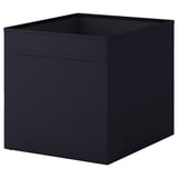 Black DRÖNA fabric storage box, square shape, kallax compatible, mostly recycled polyester.