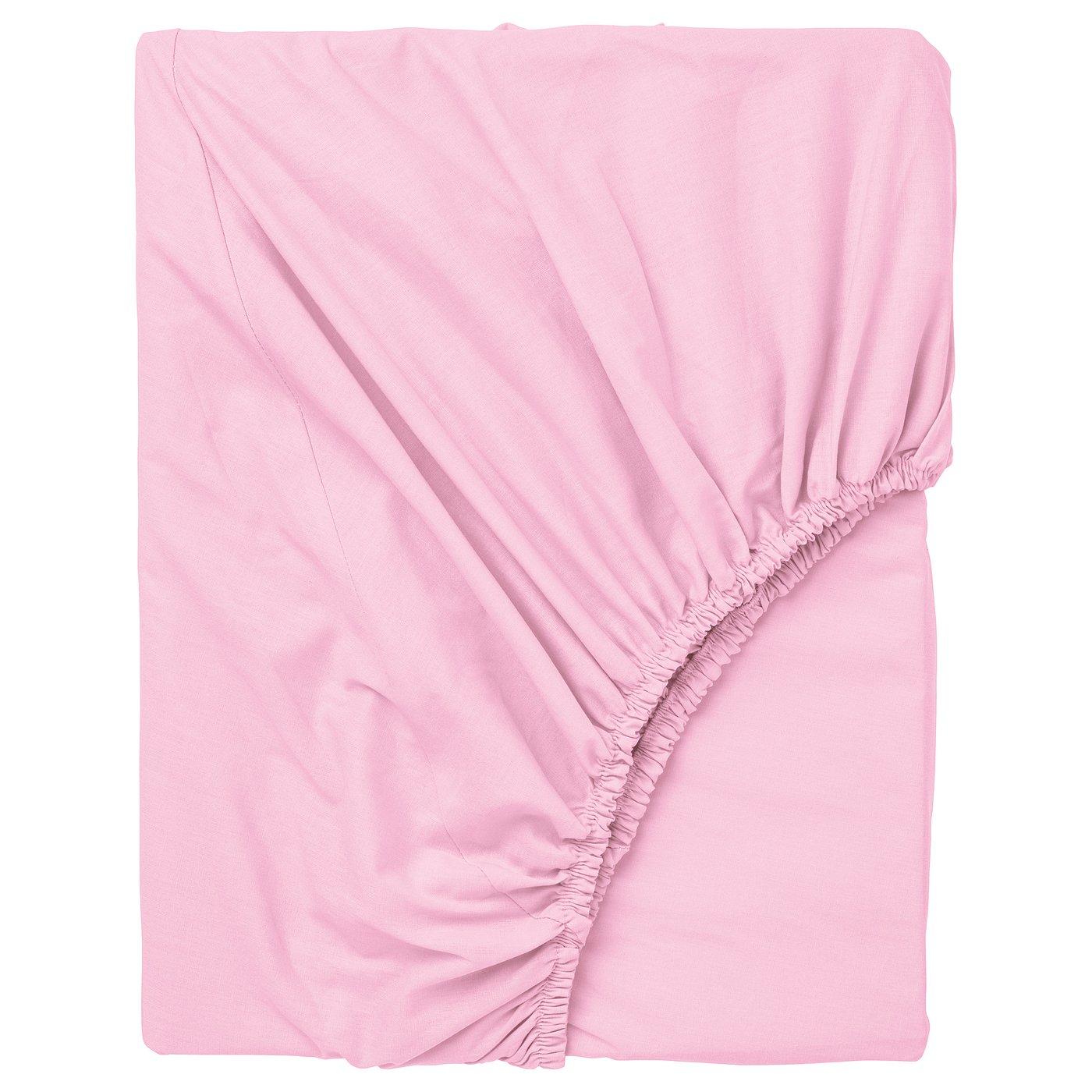 Pink fitted cotton sheet, 100% natural, fits mattresses up to 10 inches.