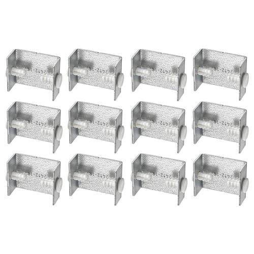 Set of 12 EKET galvanised steel fittings for cabinet connexions.