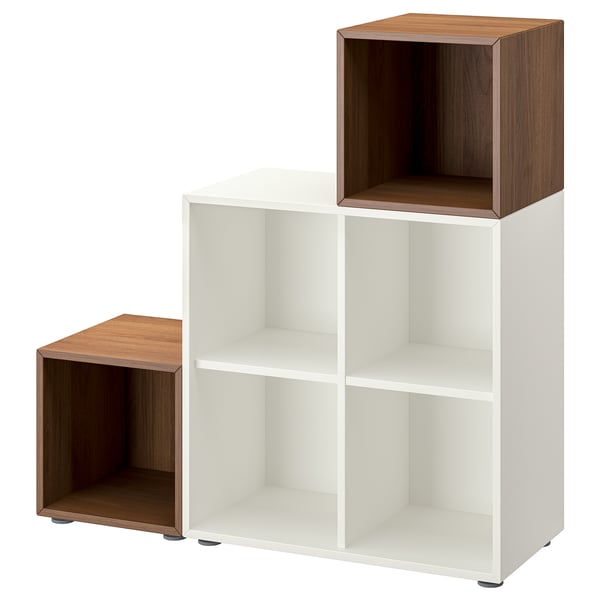 Modular storage unit: EKET in white & wood. Cubed shelves; mix & match.
