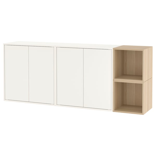 Ikea EKET wall-mounted storage in white with hollow sections.