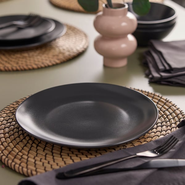 FÄRGKLAR Plate, matte dark gray, 26 cm