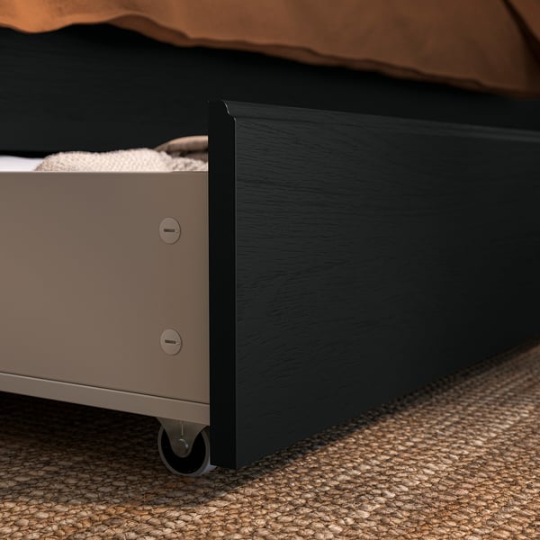 FÅGELFJÄLLET Underbed storage box, set of 2, black oak effect, 200 cm