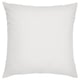 A white square cushion named FJÄDRAR, filled with duck feathers, offering fluffy comfort.