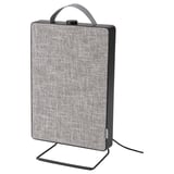FÖRNUFTIG air purifier, grey, fabric & plastic, rectangular, handle, stand.