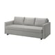 A light grey FRIHETEN sofa bed with cushions and storage.