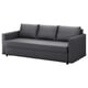 Modern grey convertible sofa bed with clean lines and built-in storage.
