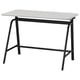 GLADHÖJDEN: grey sit-stand desk, black metal legs, rectangular white top, smooth height adjustment.