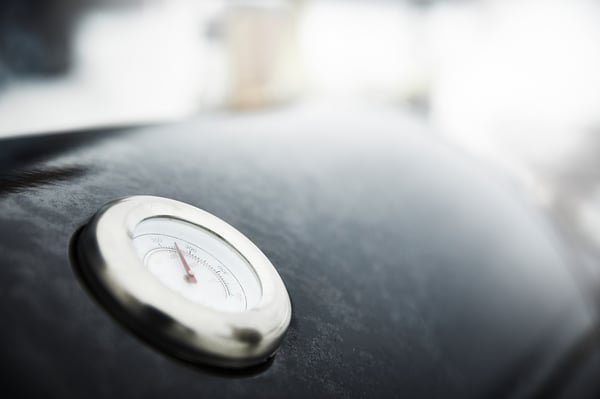 Thermometer on charcoal grill