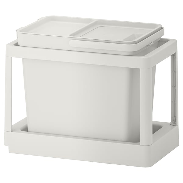IKEA HÅLLBAR white waste sorting bin with pull-out frame.