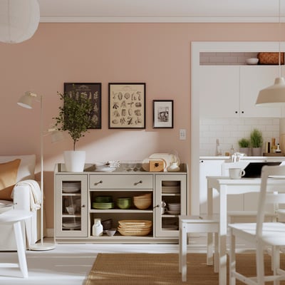 HAUGA Sideboard, beige, 140x46x84 cm