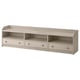 Hågua tv bench, beige. Three drawers, wide, wall-safe design.