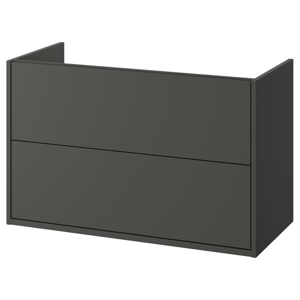 Havbaeck: dark grey, rectangular wash-stand with full drawers, wall-mountable.