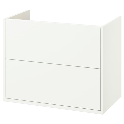 White, modern bathroom cabinet with two drawers.