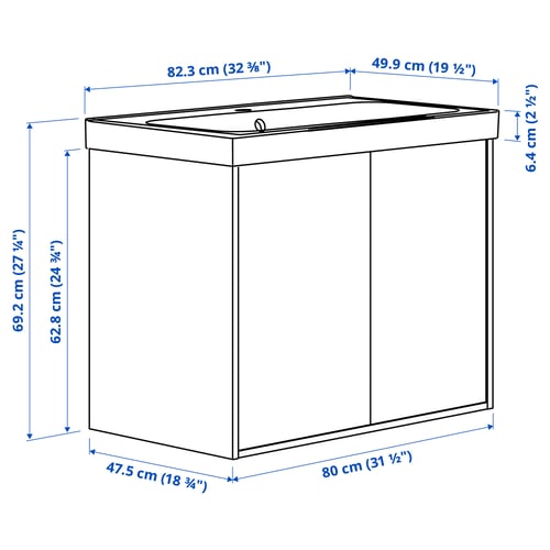 Illustration with measurements for the product: HAVBÄCK.