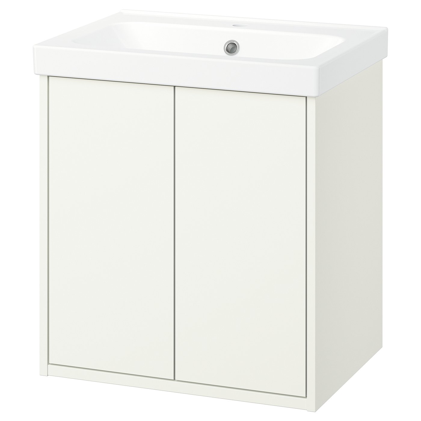 HAVBÄCK white bathroom cabinet, rectangular, wall-mounted, modern design, with sink.