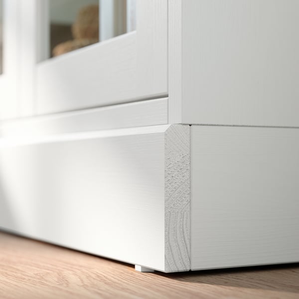 HAVSTA white wooden cabinet base detail, clean, modern design.