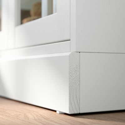 HAVSTA white wooden cabinet base detail, clean, modern design.