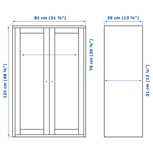 Illustration with measurements for the product: HAVSTA.