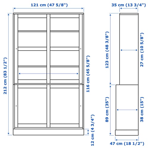 Illustration with measurements for the product: HAVSTA.