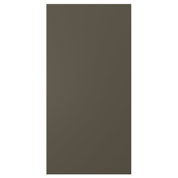 An ikea HAVSTORP dark brown/brown cabinet door. Made from fibreboard with an acrylic paint finish. It has a sleek, modern design with straight lines.