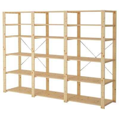 HEJNE wood shelving unit, rectangular, sturdy.