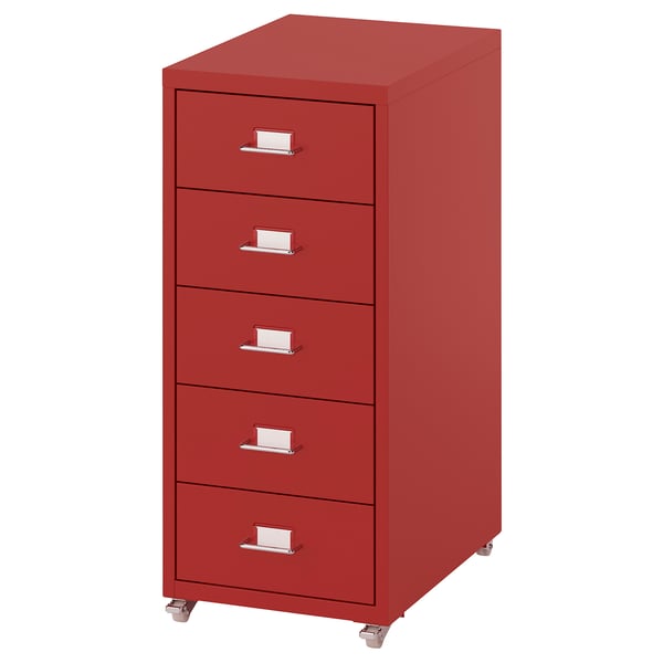 HELMER Drawer unit on casters, red, 28x44x65 cm