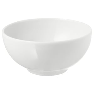 Single white porcelain bowl, simple design, wide and deep shape for versatile use.