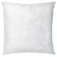 Square white sofa pillow, plain, soft fabric, simple design.